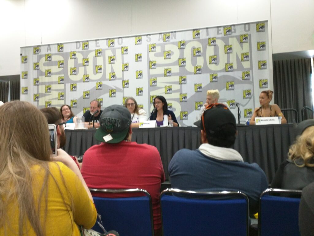 Marissa speaking as a panelist at San Diego Comic-Con